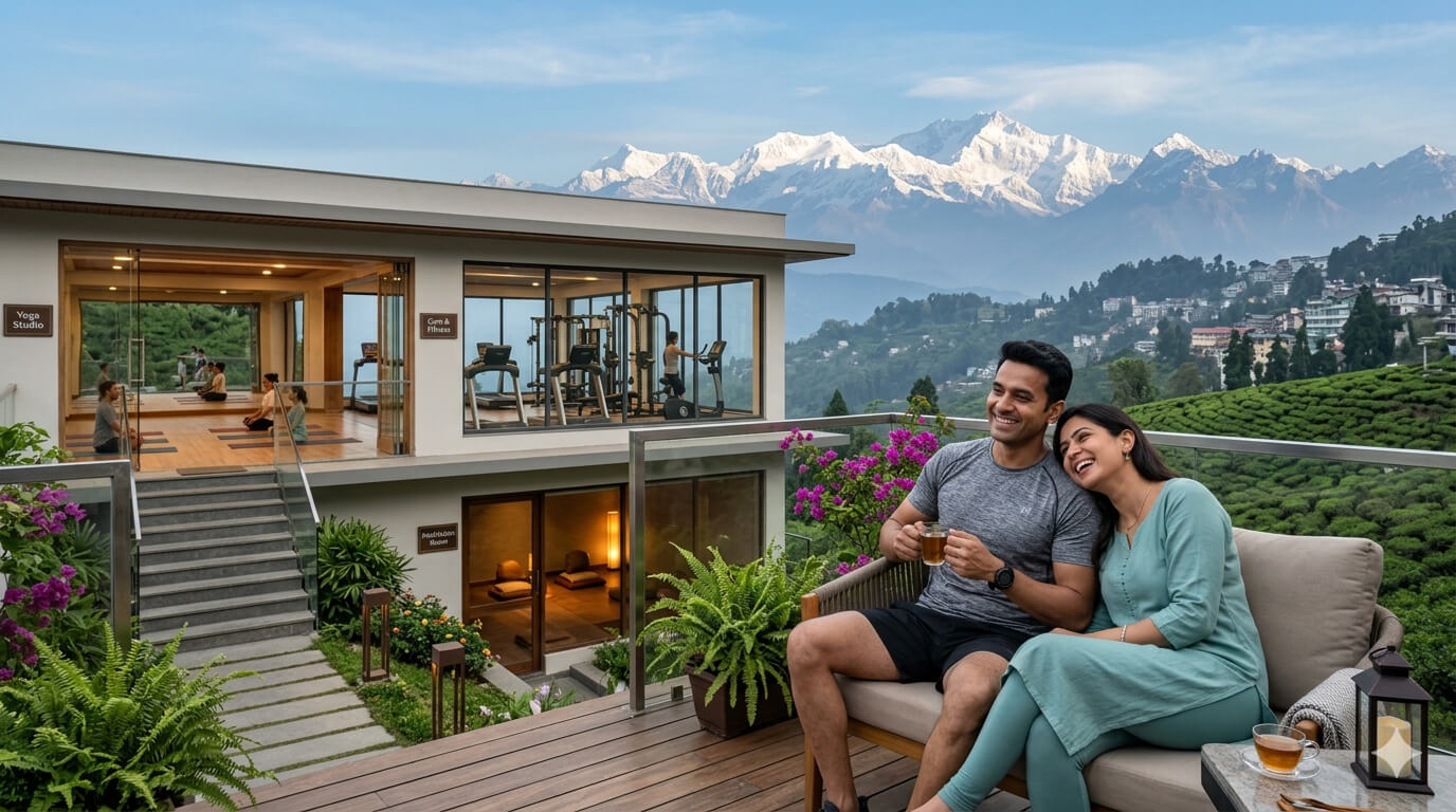 Wellness and relaxation area at Humro Villa luxury mountain retreat in Darjeeling